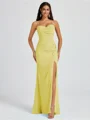 Sheath Spaghetti Plissert Gulvlengde Chiffong Brudepikekjoler