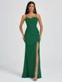 Sheath Spaghetti Plissert Gulvlengde Chiffong Brudepikekjoler