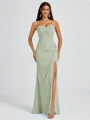 Sheath Spaghetti Plissert Gulvlengde Chiffong Brudepikekjoler