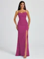 Sheath Spaghetti Plissert Gulvlengde Chiffong Brudepikekjoler