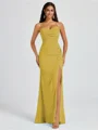 Sheath Spaghetti Plissert Gulvlengde Chiffong Brudepikekjoler