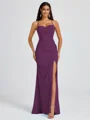 Sheath Spaghetti Plissert Gulvlengde Chiffong Brudepikekjoler