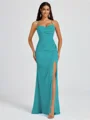 Sheath Spaghetti Plissert Gulvlengde Chiffong Brudepikekjoler
