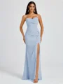 Sheath Spaghetti Plissert Gulvlengde Chiffong Brudepikekjoler
