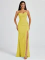 Sheath Spaghetti Plissert Gulvlengde Chiffong Brudepikekjoler