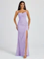 Sheath Spaghetti Plissert Gulvlengde Chiffong Brudepikekjoler