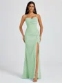 Sheath Spaghetti Plissert Gulvlengde Chiffong Brudepikekjoler