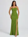 Sheath Spaghetti Plissert Gulvlengde Chiffong Brudepikekjoler