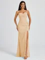 Sheath Spaghetti Plissert Gulvlengde Chiffong Brudepikekjoler
