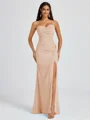 Sheath Spaghetti Plissert Gulvlengde Chiffong Brudepikekjoler