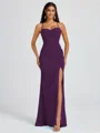 Sheath Spaghetti Plissert Gulvlengde Chiffong Brudepikekjoler