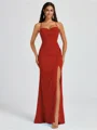 Sheath Spaghetti Plissert Gulvlengde Chiffong Brudepikekjoler
