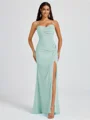 Sheath Spaghetti Plissert Gulvlengde Chiffong Brudepikekjoler