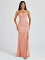 Sheath Spaghetti Plissert Gulvlengde Chiffong Brudepikekjoler
