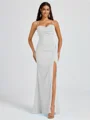 Sheath Spaghetti Plissert Gulvlengde Chiffong Brudepikekjoler