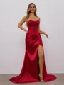 Sheath Sweetheart Applikasjoner Blonder Bane-tog Silkeeaktig Sateng Korsett Kjole