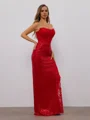 Sheath Rett Applikasjoner Blonder Gulvlengde Korsett Kjole
