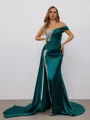 Sheath Sweetheart Rhinestone Court Train Silk Like Satin Dress
