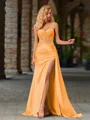 Sheath Spaghetti Applikasjoner Blonder Sweep/Børste train Silkeeaktig Sateng Korsett Kjole
