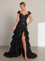 Sheath Sweetheart Applikasjoner Blonder Sweep/Børste train Tyll Korsett Kjole