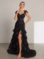 Sheath Sweetheart Applikasjoner Blonder Sweep/Børste train Tyll Korsett Kjole