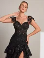 Sheath Sweetheart Applikasjoner Blonder Sweep/Børste train Tyll Korsett Kjole