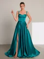 A-line kjole Stropper Gulvlengde Satin Kjole