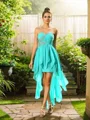 A-line kjole Sweetheart Asymmetrisk Chiffong Brudepikekjoleres Med Volanger