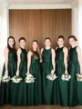 A-line kjole Scoop Gulvlengde Satin Brudepikekjoleres