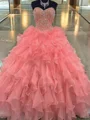 Ballkjole/Prinsesse Sweetheart Gulvlengde Organza Ballkjole Med Profilering