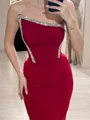Sheath Rett Rhinen Stein Gulvlengde Strekk Crêpe Kjole