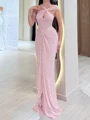 Sheath Halterneck Plissert Gulvlengde Kjole