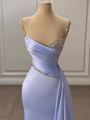 Sheath Spaghetti Rhinen Stein Gulvlengde Silkeeaktig Sateng Kjole