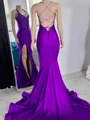 Sheath Halterneck Applikasjoner Blonder Kapell Slep Silkeeaktig Sateng Kjole