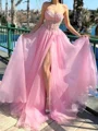 A-line kjole Sweetheart Applikasjoner Blonder Bane-tog Organza Kjole