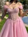 A-line kjole Sweetheart Applikasjoner Blonder Bane-tog Organza Kjole