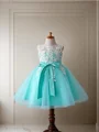 Ballkjole/Prinsesse Scoop Knelengde Tyll Blomsterjente Kjolees Med Belte/Sash