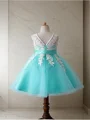 Ballkjole/Prinsesse Scoop Knelengde Tyll Blomsterjente Kjolees Med Belte/Sash