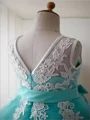 Ballkjole/Prinsesse Scoop Knelengde Tyll Blomsterjente Kjolees Med Belte/Sash