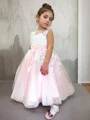 Ballkjole/Prinsesse Scoop Ankel-Lengde Tyll Blomsterjente Kjolees Med Applikasjoner Blonder