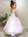 Ballkjole/Prinsesse Scoop Ankel-Lengde Tyll Blomsterjente Kjolees Med Applikasjoner Blonder