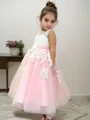 Ballkjole/Prinsesse Scoop Ankel-Lengde Tyll Blomsterjente Kjolees Med Applikasjoner Blonder