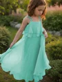 Imperium Spaghetti Gulvlengde Chiffong Blomsterjente Kjolees Med Belte/Sash
