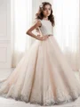 Ballkjole/Prinsesse Juvel Sweep/Børste train Tyll Blomsterjente Kjolees Med Belte/Sash