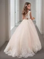 Ballkjole/Prinsesse Juvel Sweep/Børste train Tyll Blomsterjente Kjolees Med Belte/Sash