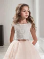 Ballkjole/Prinsesse Juvel Sweep/Børste train Tyll Blomsterjente Kjolees Med Belte/Sash