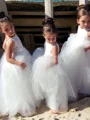 Ballkjole/Prinsesse Juvel Gulvlengde Tyll Blomsterjente Kjolees