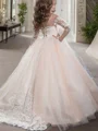 Ballkjole/Prinsesse Scoop Sweep/Børste train Tyll Blomsterjente Kjolees