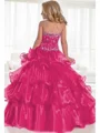 Ballkjole/Prinsesse Halterneck Gulvlengde Organza Blomsterjente Kjolees Med Rhinen Stein