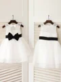 A-line kjole Scoop Te-Lengde Tyll Blomsterjente Kjolees Med Belte/Sash